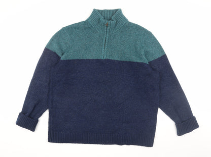Fat Face Men's Blue XL Pullover Jumper with 1/4 Zip