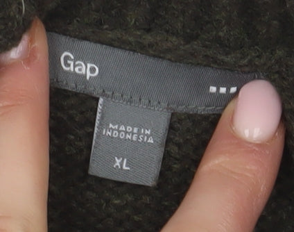 Gap Men's XL Green Henley Jumper Mock Neck Button