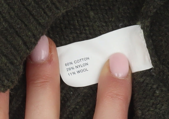 Gap Men's XL Green Henley Jumper Mock Neck Button