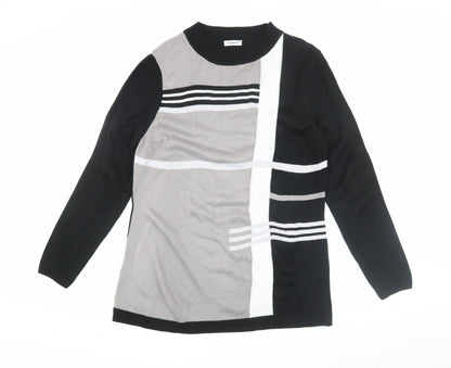 Damart Women's Black Geometric Pullover Jumper Size L