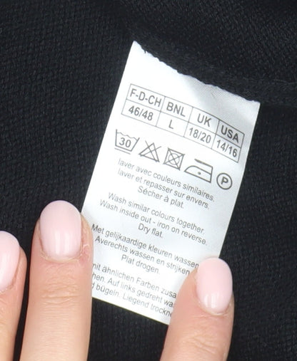 Damart Women's Black Geometric Pullover Jumper Size L