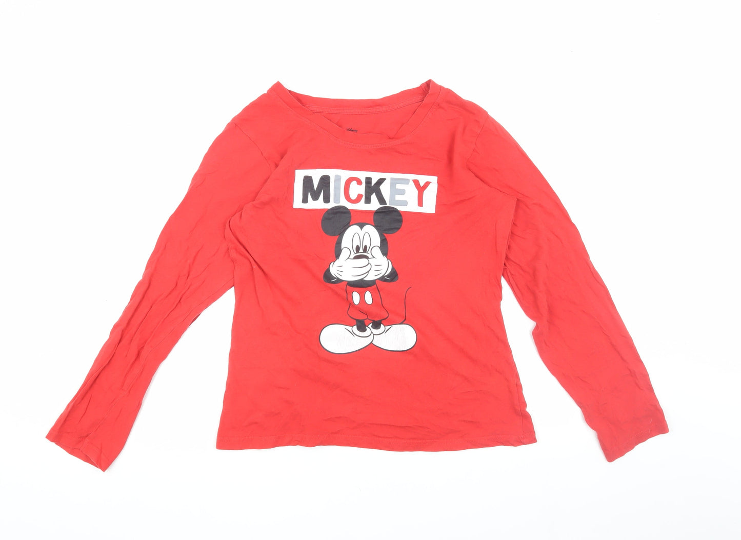 Womens UK Size S Disney Red Basic T-Shirt