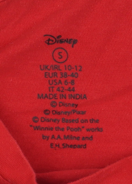 Womens UK Size S Disney Red Basic T-Shirt