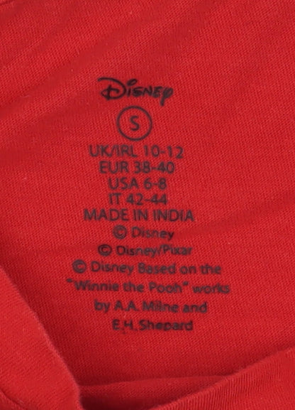 Womens UK Size S Disney Red Basic T-Shirt