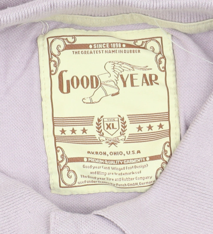 Goodyear Men's Purple XL Vintage Polo Shirt