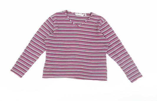 EWM Women's Multicoloured Striped Top Medium V-Neck