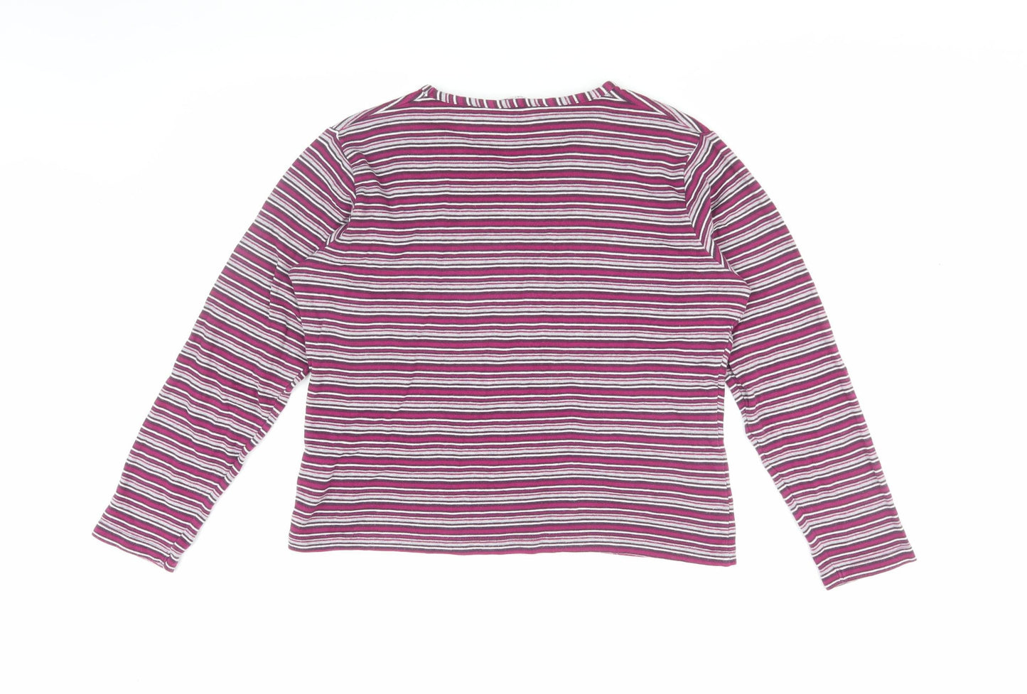 EWM Women's Multicoloured Striped Top Medium V-Neck