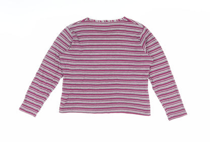 EWM Women's Multicoloured Striped Top Medium V-Neck