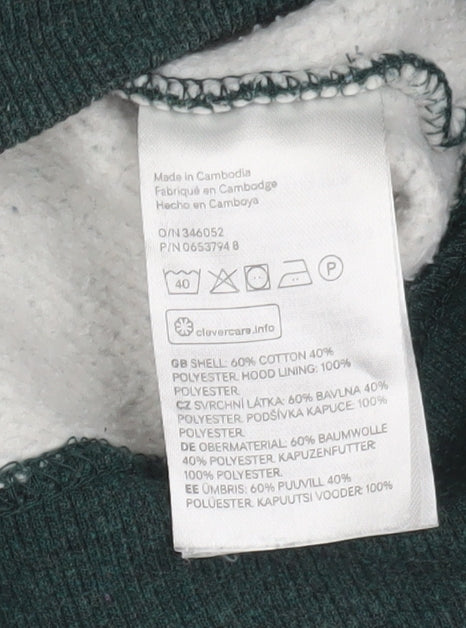 Mens UK Size M H&M Green Pullover Hoodie