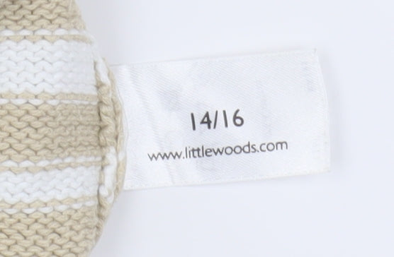 Littlewoods Beige Mock Neck Striped Jumper, Size 14, Casual Women