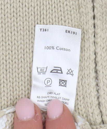 Littlewoods Beige Mock Neck Striped Jumper, Size 14, Casual Women