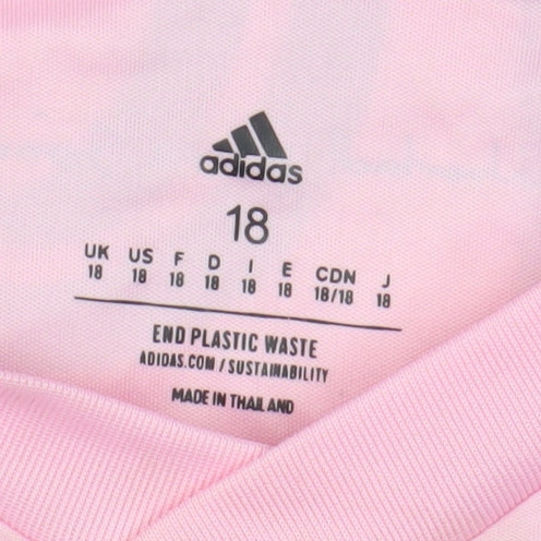 Adidas Boys Pink Football T-Shirt, Size 18, Logo Sportswear