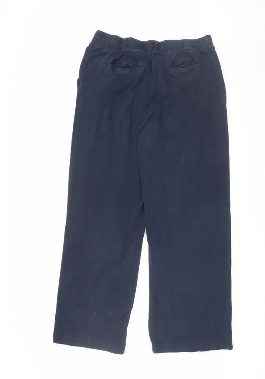 Lands' End Men's Blue Cotton Casual Trousers, M