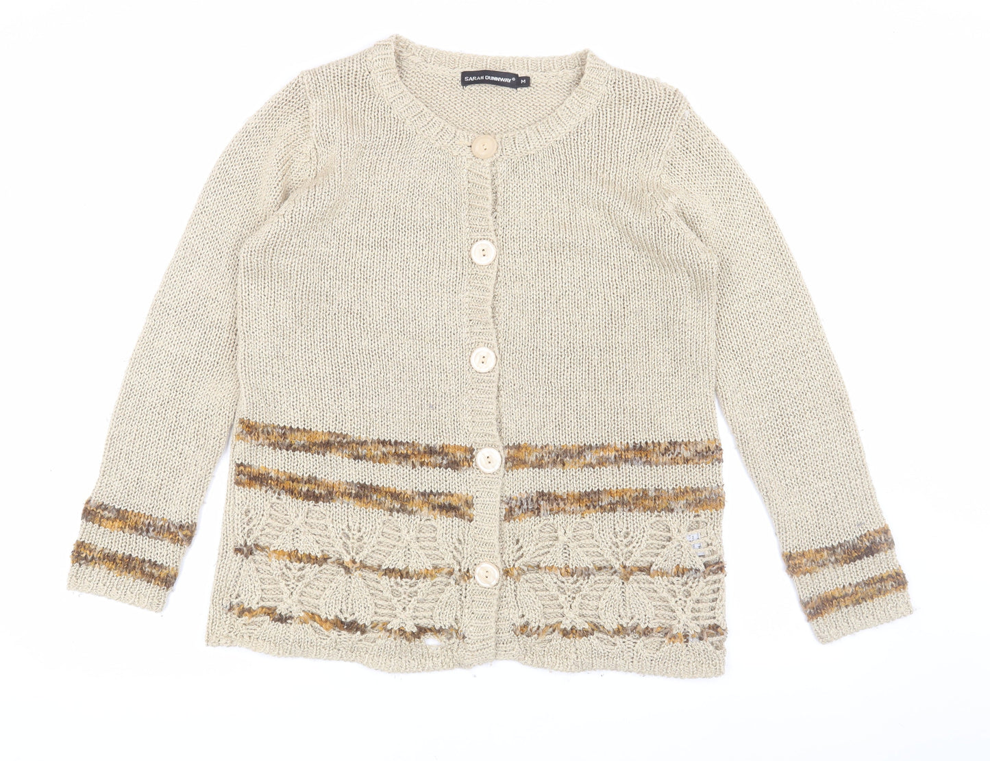 Womens UK Size M Sarah Dunnway Beige Cardigan Jumper