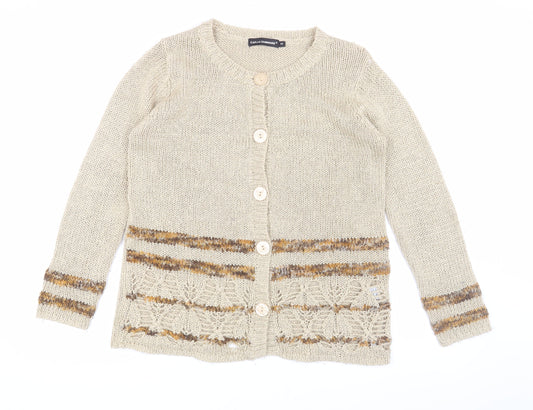 Womens UK Size M Sarah Dunnway Beige Cardigan Jumper