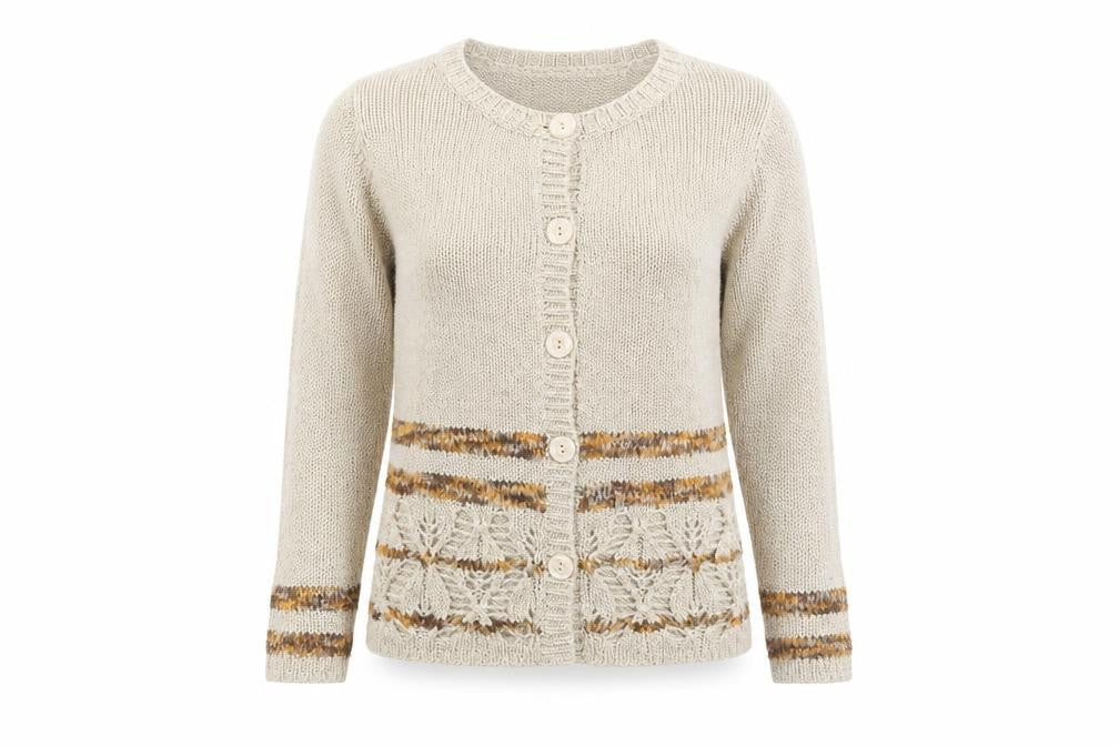 Womens UK Size M Sarah Dunnway Beige Cardigan Jumper