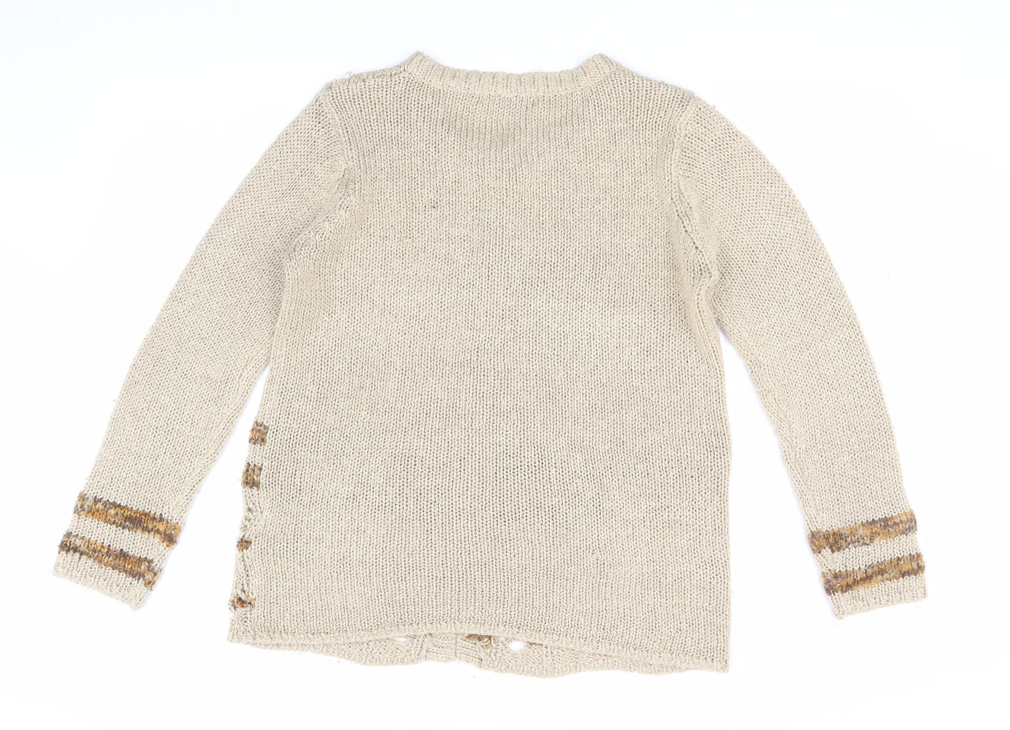 Womens UK Size M Sarah Dunnway Beige Cardigan Jumper