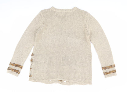 Womens UK Size M Sarah Dunnway Beige Cardigan Jumper