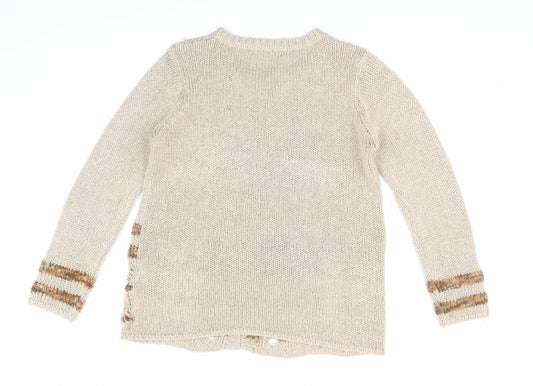 Womens UK Size M Sarah Dunnway Beige Cardigan Jumper