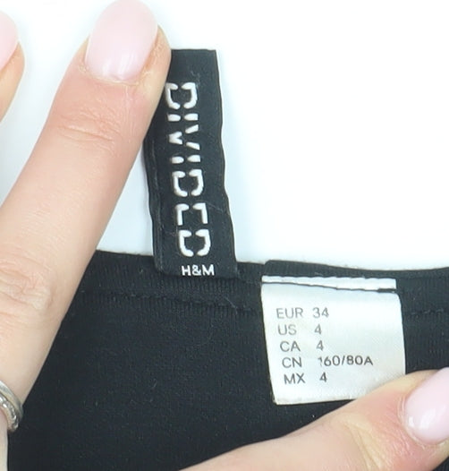 Womens UK Size 6 H&M Black Basic Blouse
