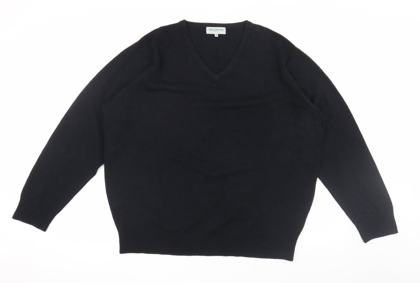Greenwoods Men's Black XL V-Neck Pullover Jumper
