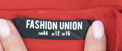 Fashion Union Women's Red Shift Dress Size 16