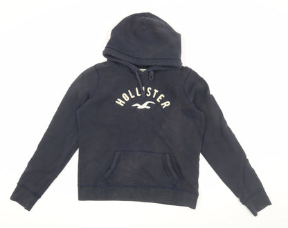 Hollister Women's Blue Logo Hoodie, Size L