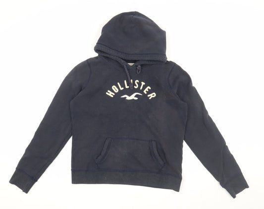 Hollister Women's Blue Logo Hoodie, Size L