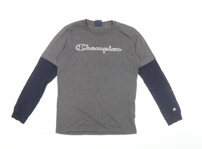Champion Boys Grey Long Sleeve T-Shirt XL Pullover Style