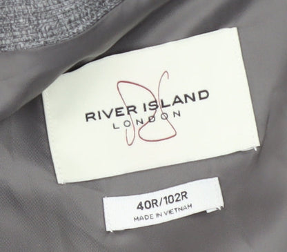 Mens UK Size 40 River Island Regular Grey Suit Jacket