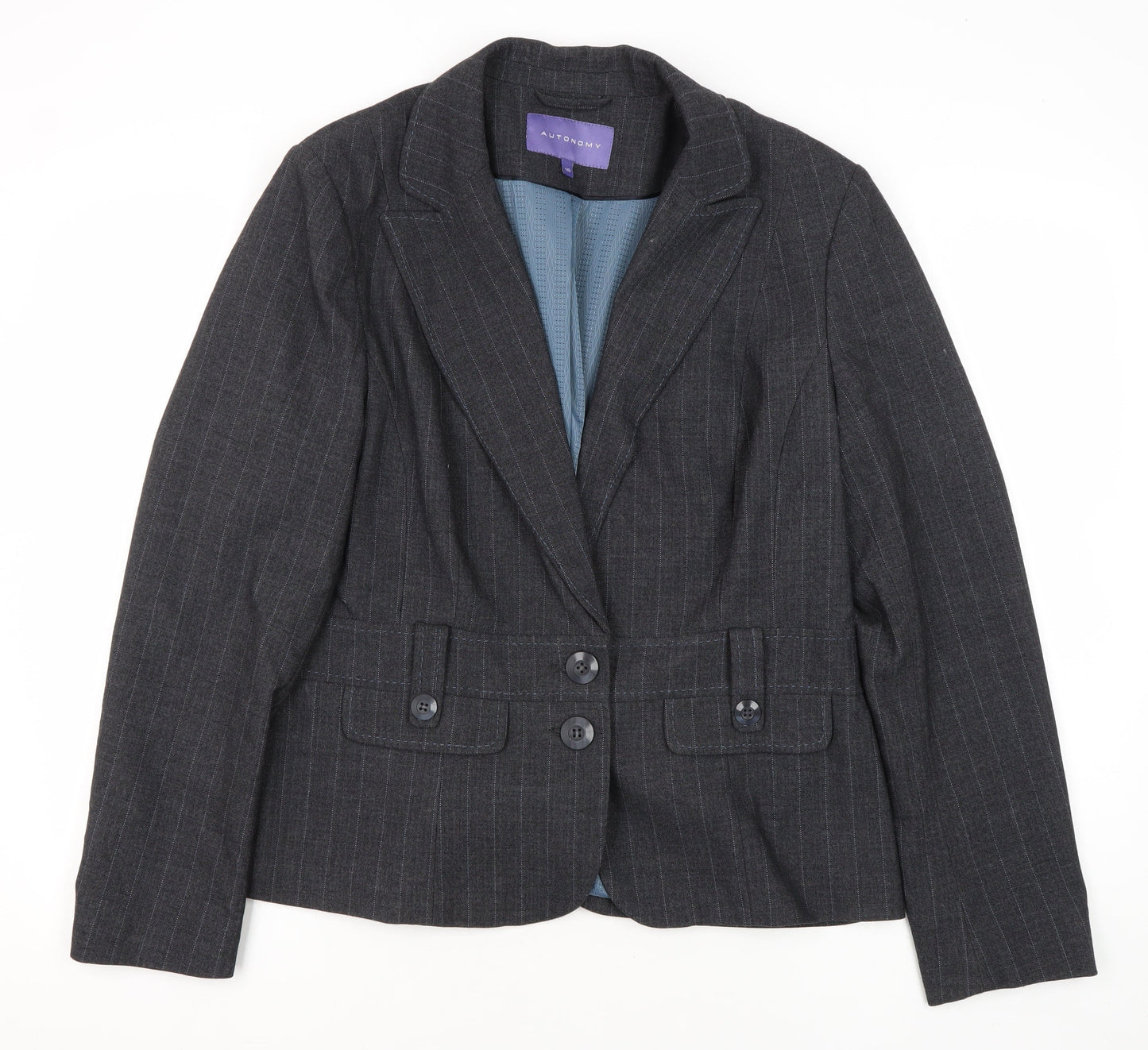 Autonomy Women's Grey Blazer Size 16 Pinstripe