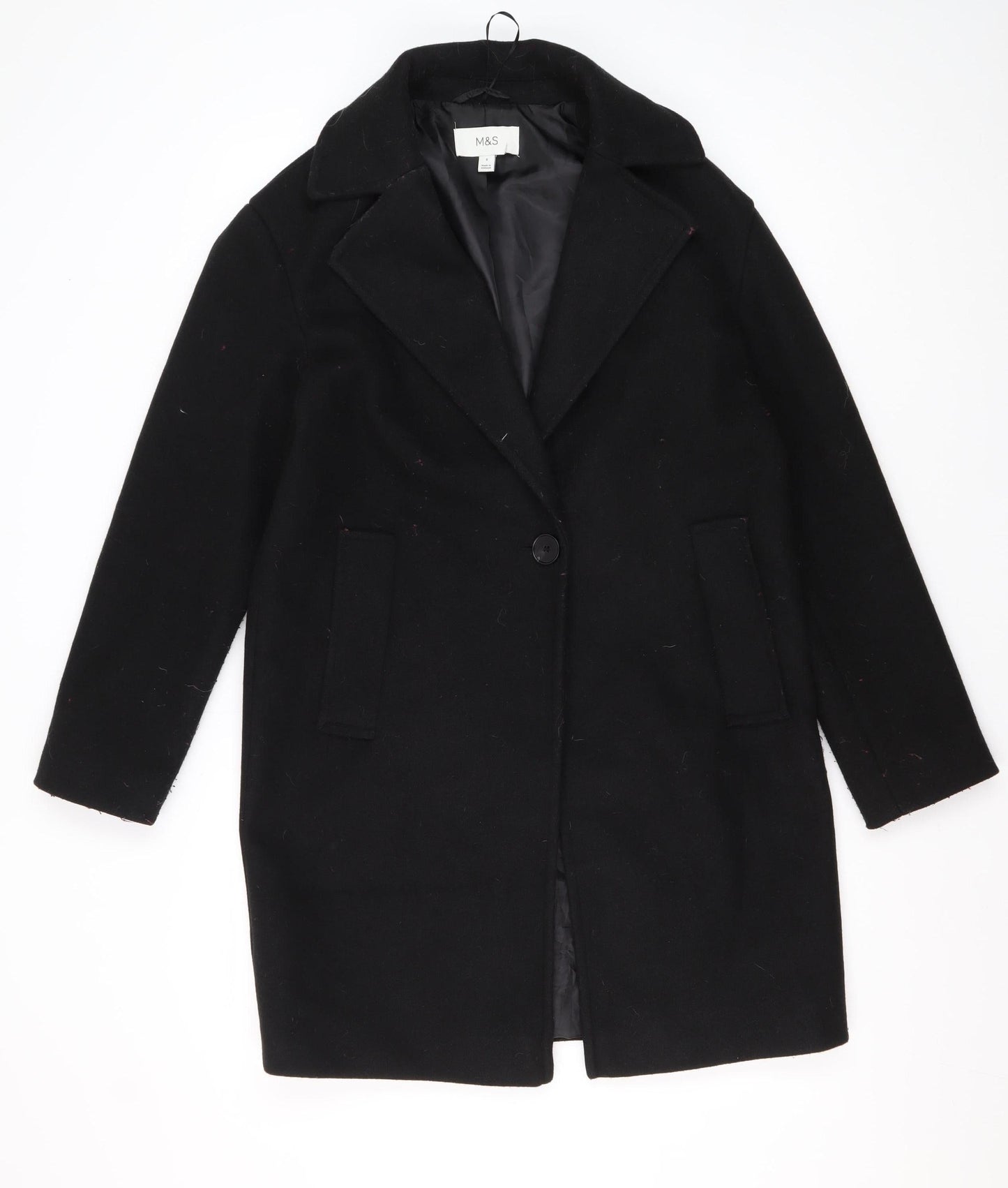 Womens UK Size 8 Marks and Spencer Black Overcoat