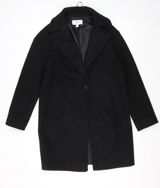 Womens UK Size 8 Marks and Spencer Black Overcoat