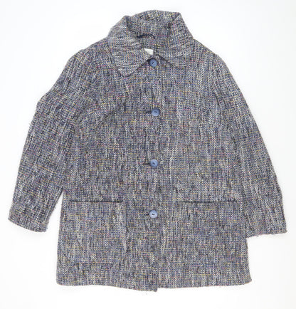 Women's Blue Classic Tweed Mid-Length Coat Size 18