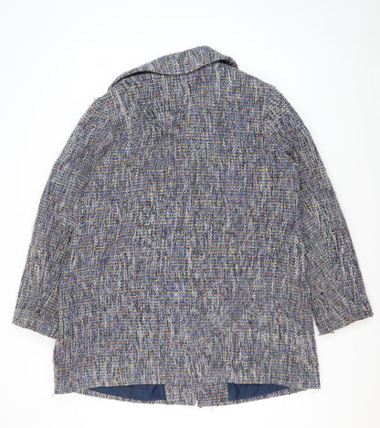Women's Blue Classic Tweed Mid-Length Coat Size 18