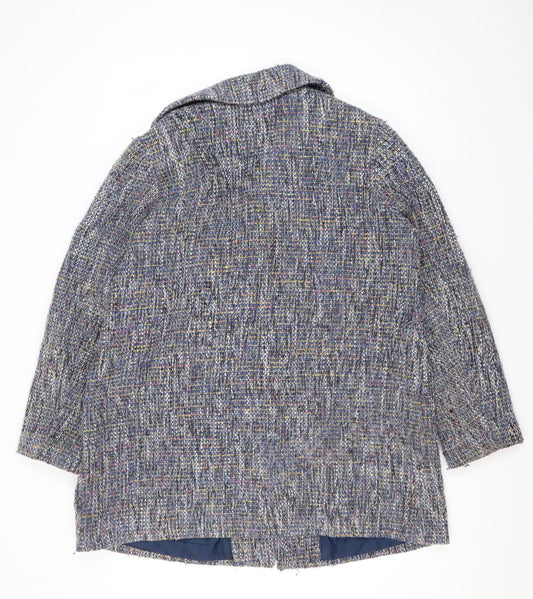Women's Blue Classic Tweed Mid-Length Coat Size 18
