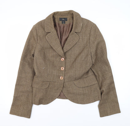 H&M Women's Brown Tweed Blazer, Size 12, Business Style