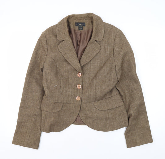 H&M Women's Brown Tweed Blazer, Size 12, Business Style