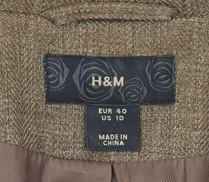 H&M Women's Brown Tweed Blazer, Size 12, Business Style