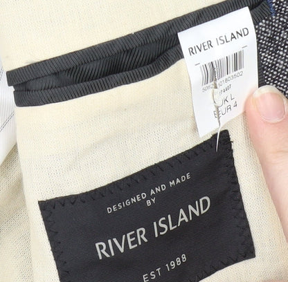 Mens UK Size L River Island Regular Grey Suit Jacket