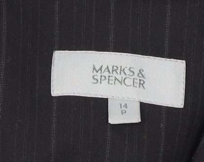 Marks and Spencer Women's Black Pinstripe Suit Jacket Size 14