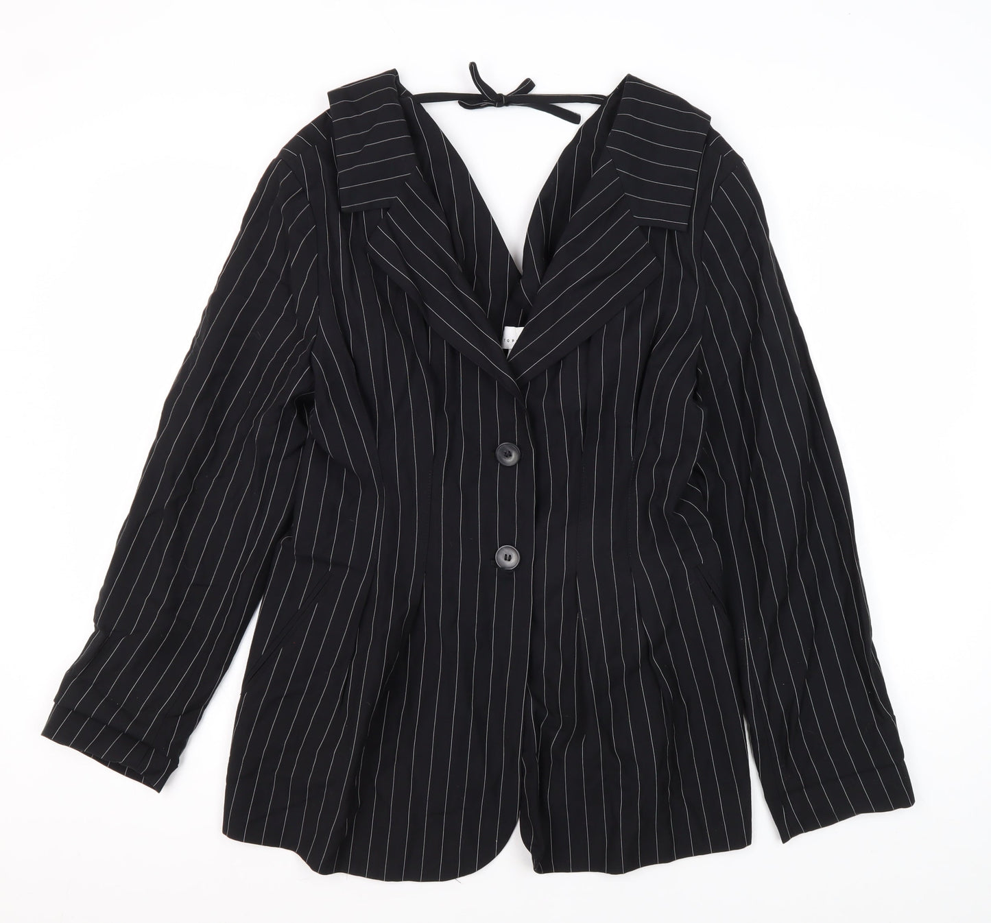 Topshop Women's Black Pinstripe Blazer Size 12