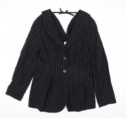 Topshop Women's Black Pinstripe Blazer Size 12