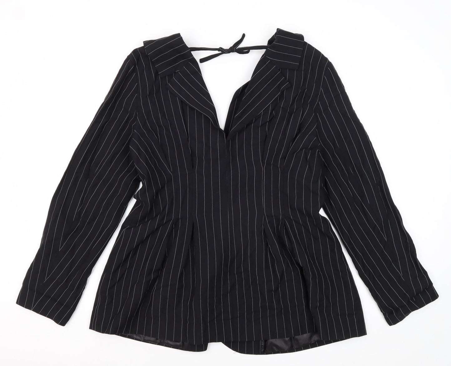 Topshop Women's Black Pinstripe Blazer Size 12
