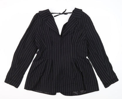Topshop Women's Black Pinstripe Blazer Size 12
