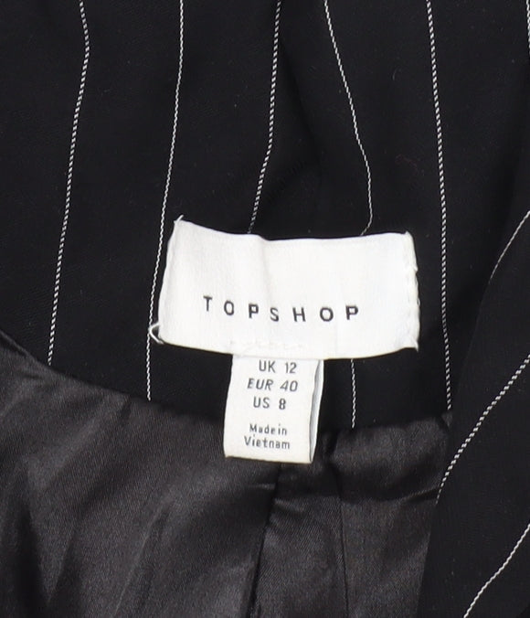 Topshop Women's Black Pinstripe Blazer Size 12