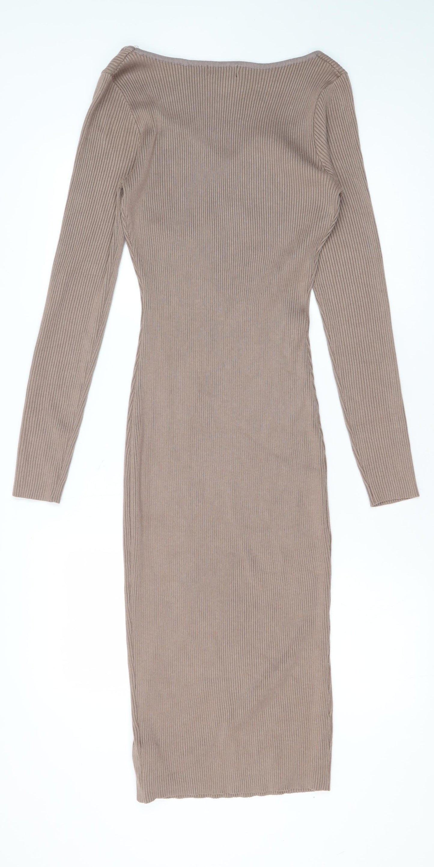 Missguided Women's Beige Bodycon Midi Dress Size 12