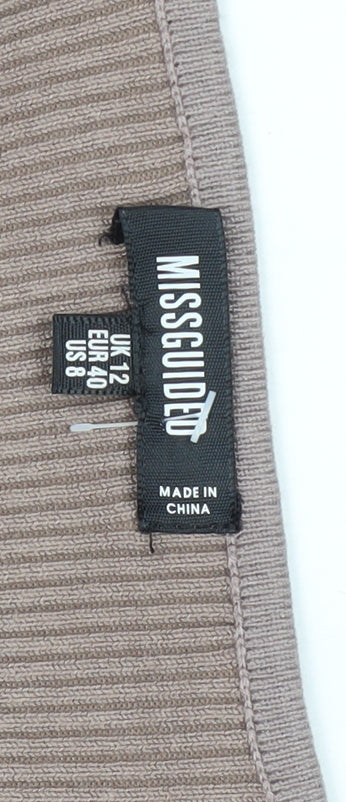 Missguided Women's Beige Bodycon Midi Dress Size 12