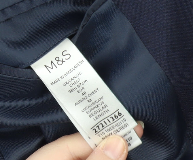 Mens UK Size 38 Marks and Spencer Regular Blue Suit Jacket
