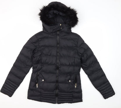 Womens UK Size 8 Brave Soul Black Puffer Jacket